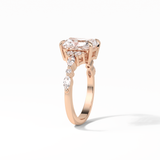2.30 CT Asscher Cut Three Stones Pave Style Moissanite Engagement Ring 17