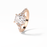 2.30 CT Asscher Cut Three Stones Pave Style Moissanite Engagement Ring 18