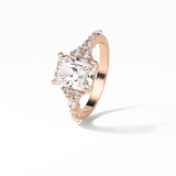 2.30 CT Asscher Cut Three Stones Pave Style Moissanite Engagement Ring 18