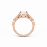 2.30 CT Asscher Cut Three Stones Pave Style Moissanite Engagement Ring 19