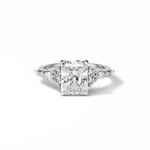 2.30 CT Asscher Cut Three Stones Pave Style Moissanite Engagement Ring 1