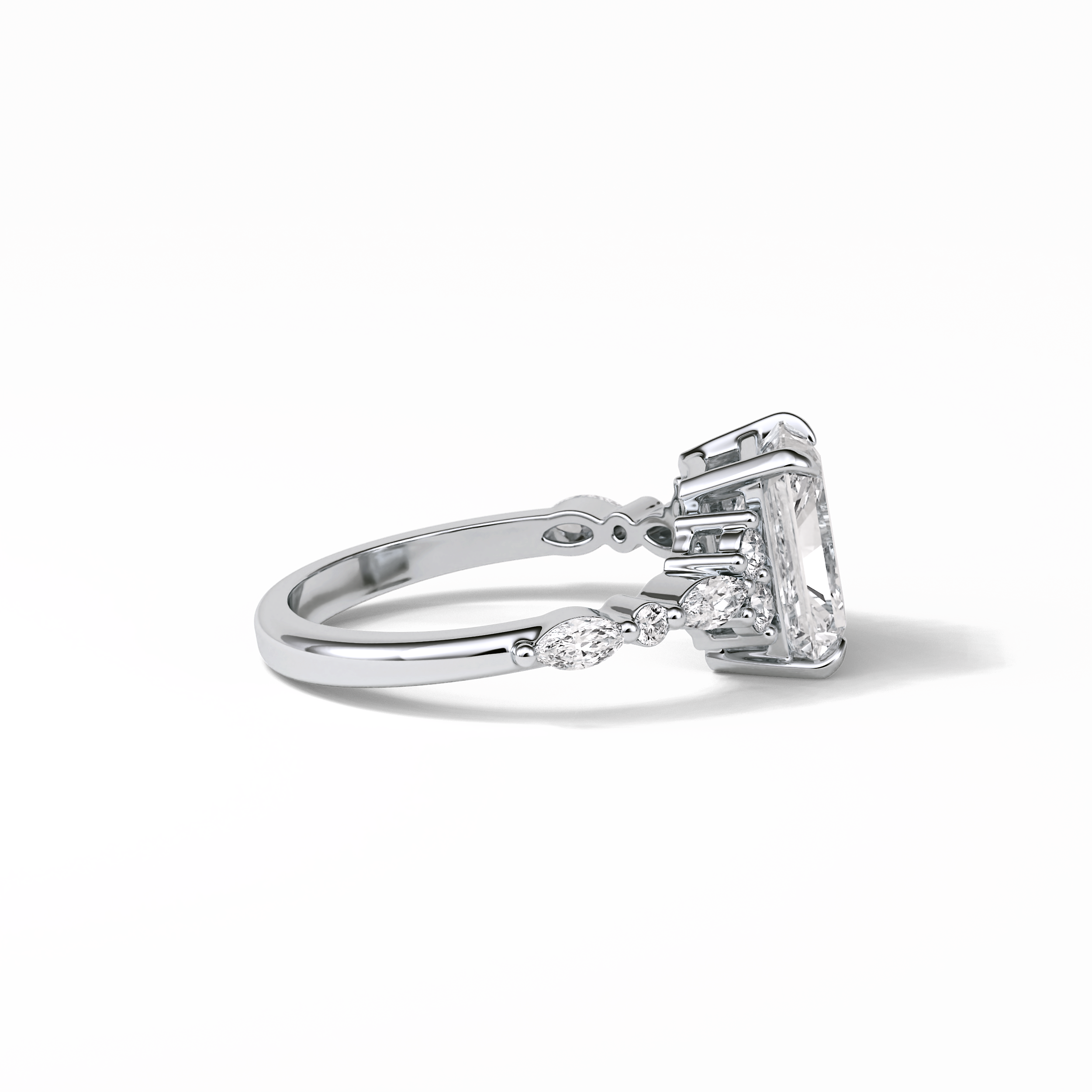 2.30 CT Asscher Cut Three Stones Pave Style Moissanite Engagement Ring 2