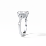 2.30 CT Asscher Cut Three Stones Pave Style Moissanite Engagement Ring 4