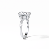2.30 CT Asscher Cut Three Stones Pave Style Moissanite Engagement Ring 4