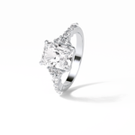 2.30 CT Asscher Cut Three Stones Pave Style Moissanite Engagement Ring 5