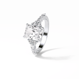 2.30 CT Asscher Cut Three Stones Pave Style Moissanite Engagement Ring 5