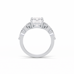 2.30 CT Asscher Cut Three Stones Pave Style Moissanite Engagement Ring 7