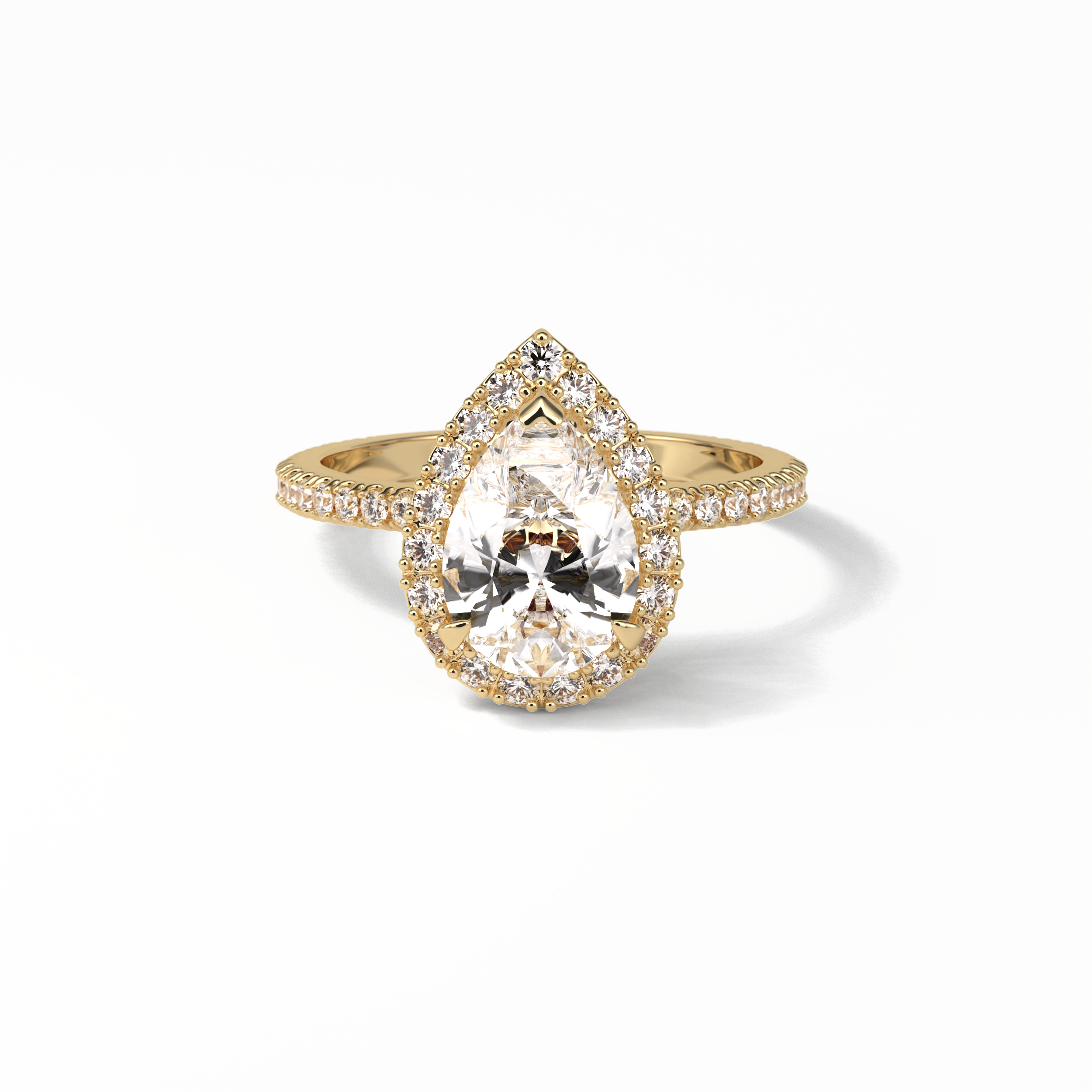 1.93 CT Pear Cut Halo & Pave Style Moissanite Engagement Rings 8