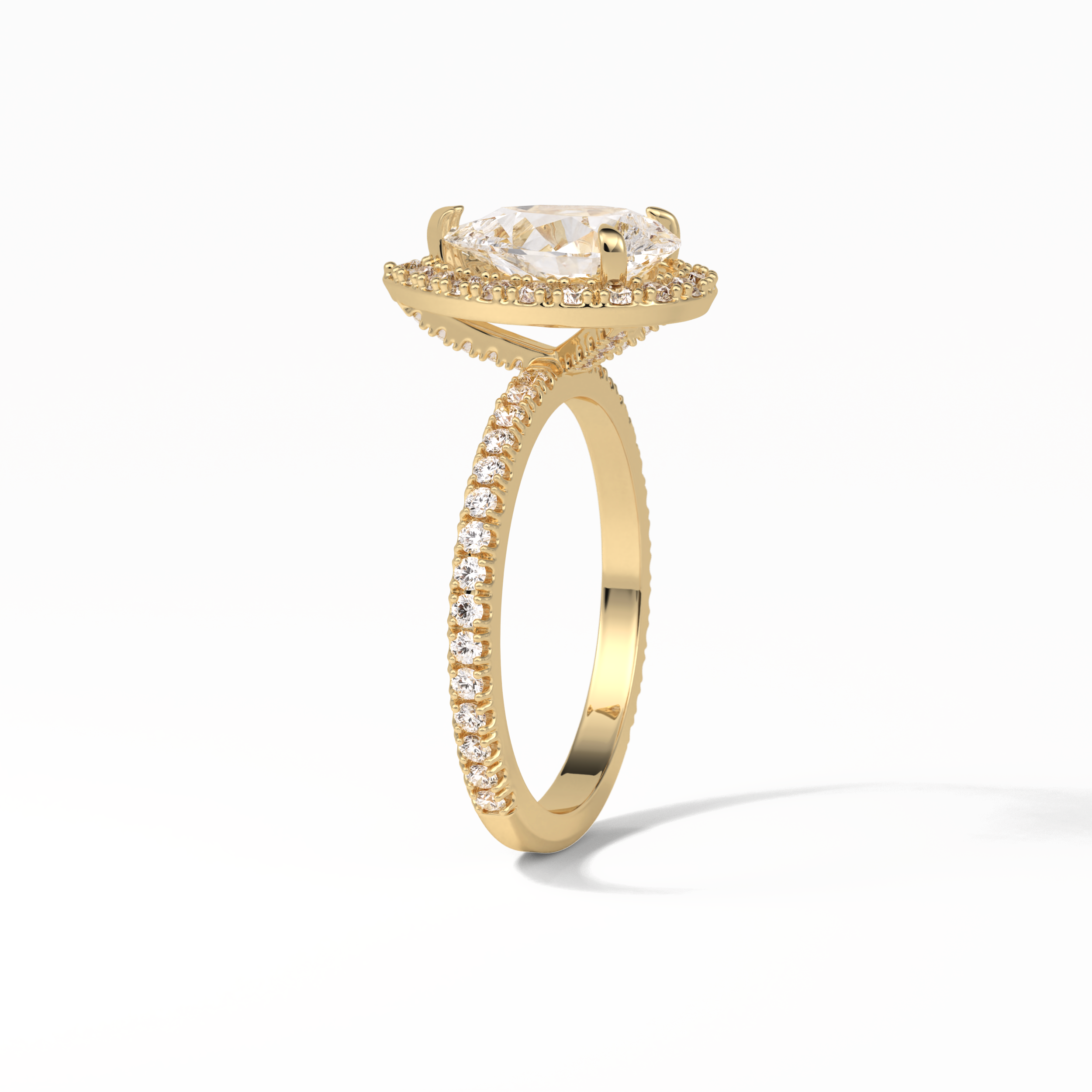 1.93 CT Pear Cut Halo & Pave Style Moissanite Engagement Rings 11
