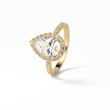 1.93 CT Pear Cut Halo & Pave Style Moissanite Engagement Rings 12