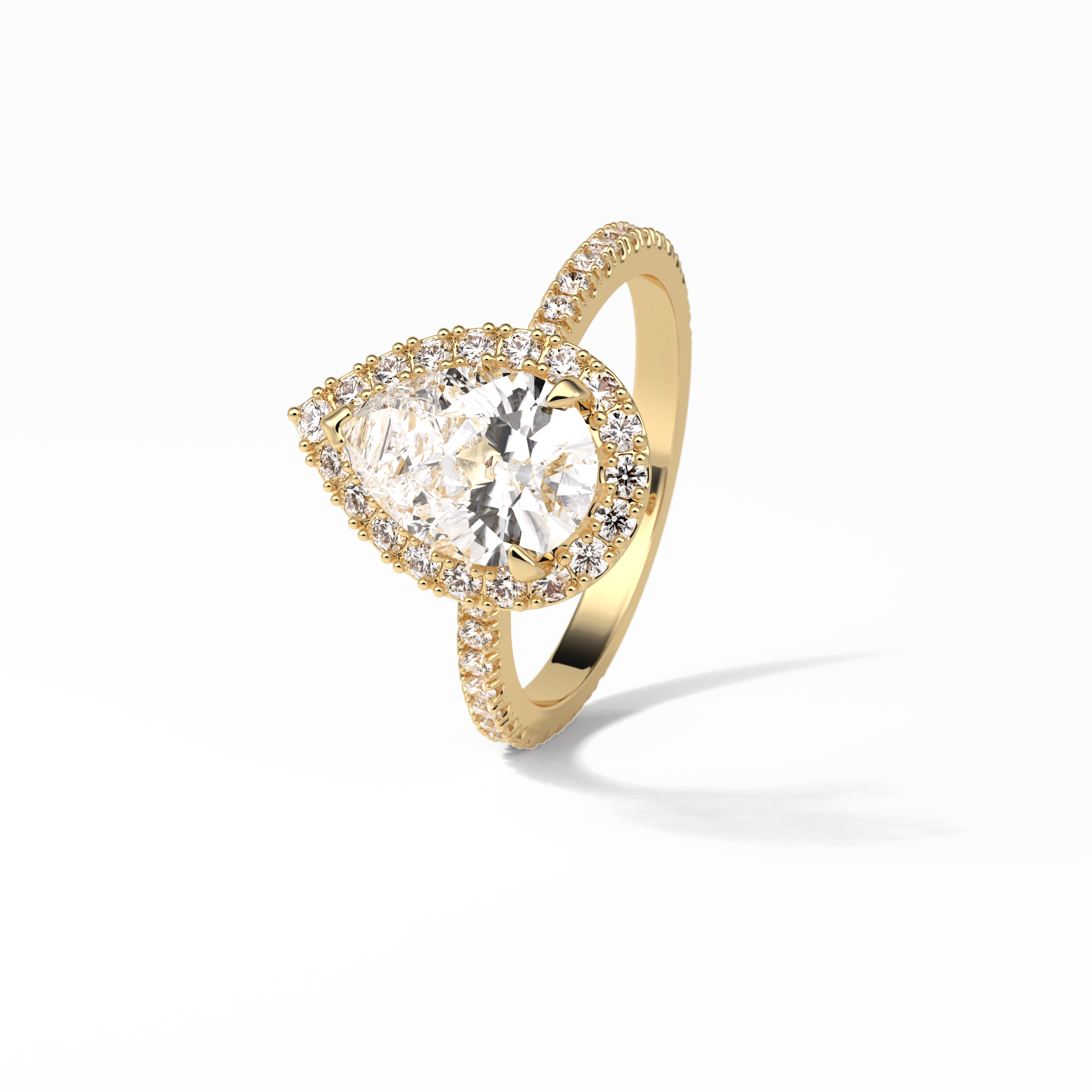 1.93 CT Pear Cut Halo & Pave Style Moissanite Engagement Rings 12
