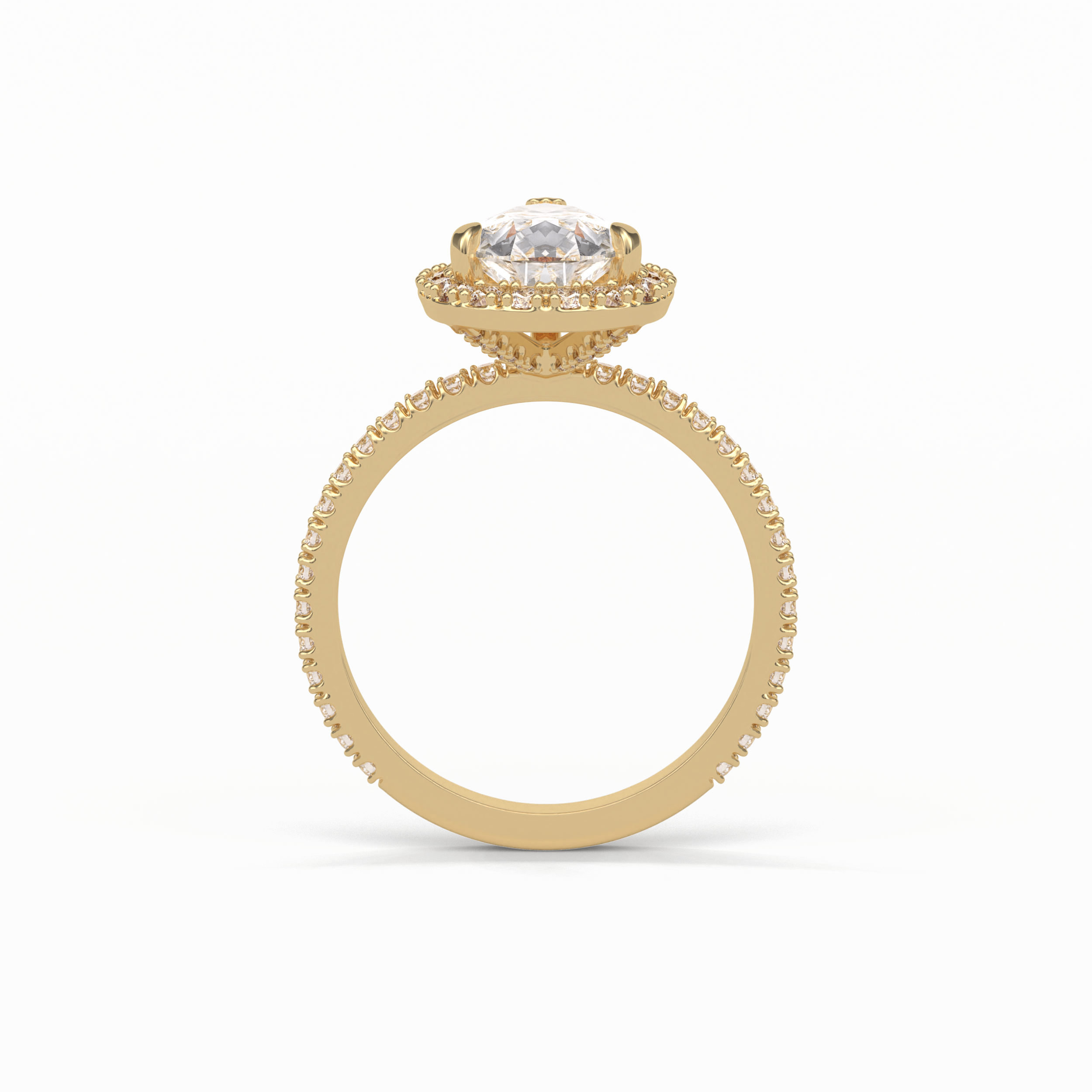 1.93 CT Pear Cut Halo & Pave Style Moissanite Engagement Rings 10