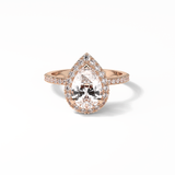 1.93 CT Pear Cut Halo & Pave Style Moissanite Engagement Rings 15