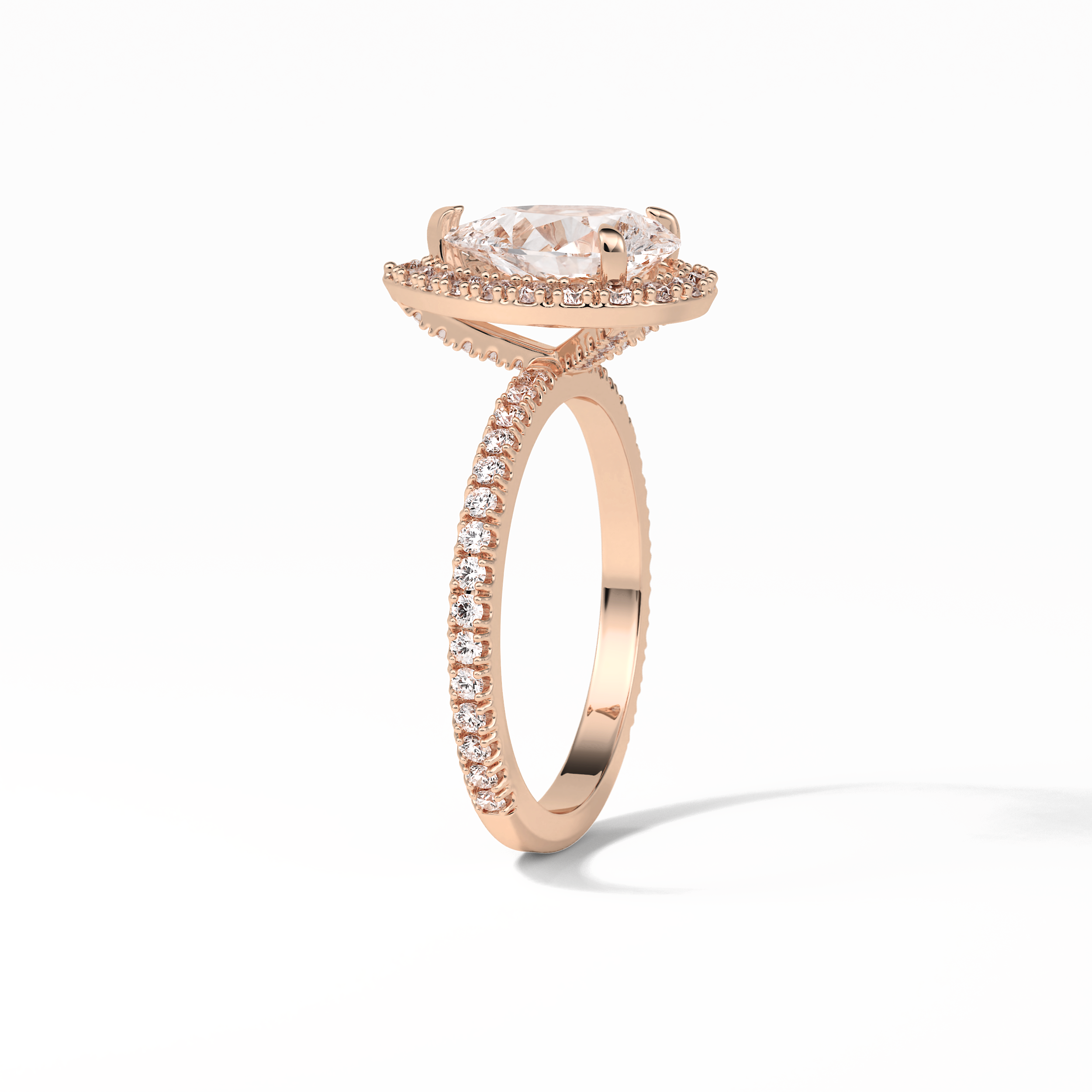 1.93 CT Pear Cut Halo & Pave Style Moissanite Engagement Rings 19
