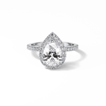 1.93 CT Pear Cut Halo & Pave Style Moissanite Engagement Rings 1