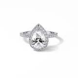 1.93 CT Pear Cut Halo & Pave Style Moissanite Engagement Rings 1