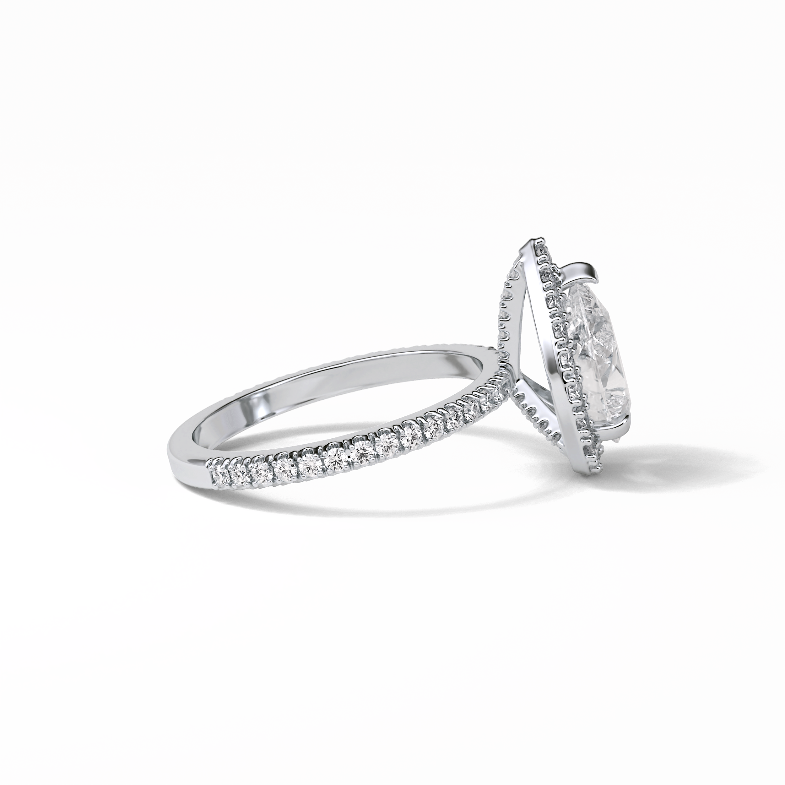1.93 CT Pear Cut Halo & Pave Style Moissanite Engagement Rings 4