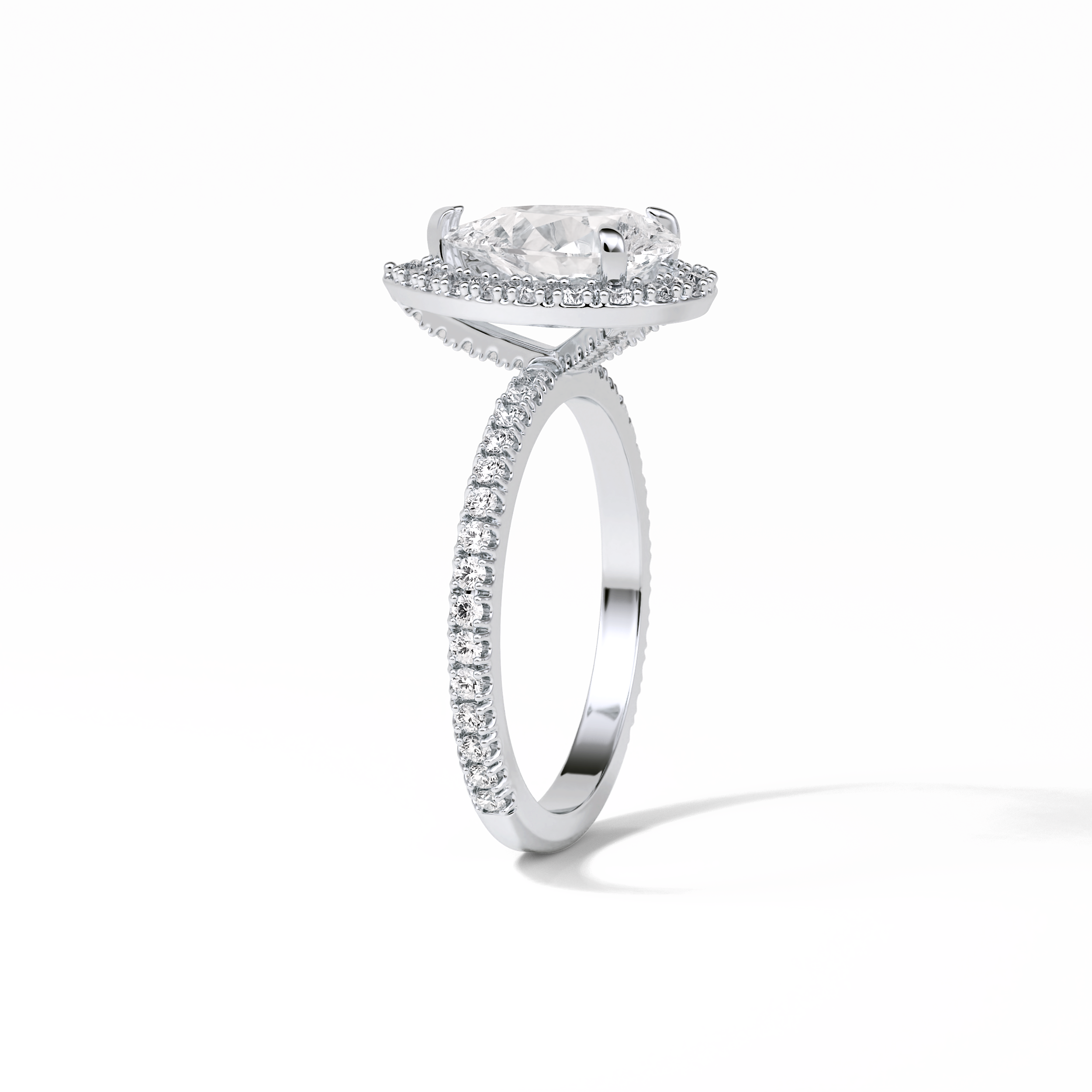 1.93 CT Pear Cut Halo & Pave Style Moissanite Engagement Rings 6