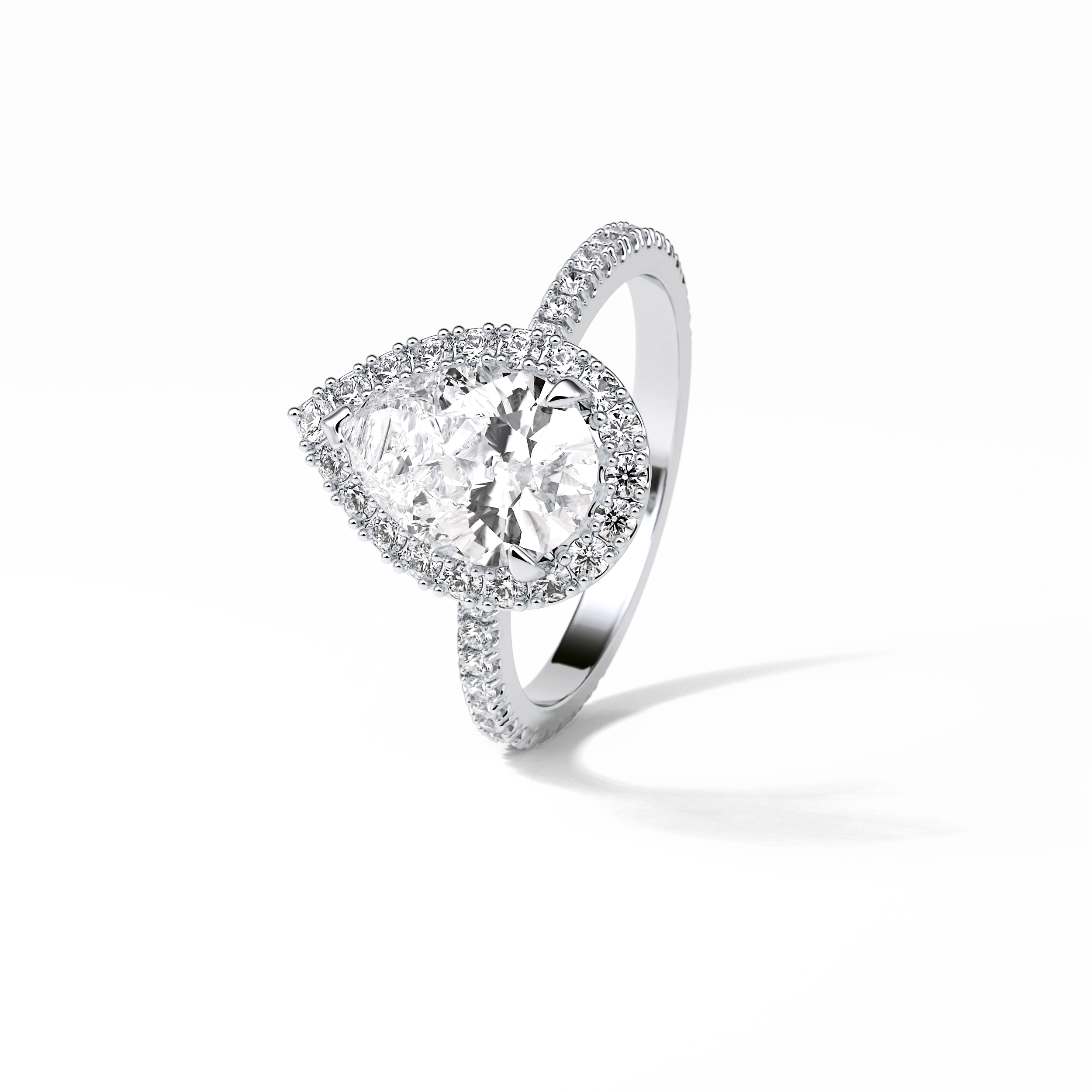 1.93 CT Pear Cut Halo & Pave Style Moissanite Engagement Rings 7