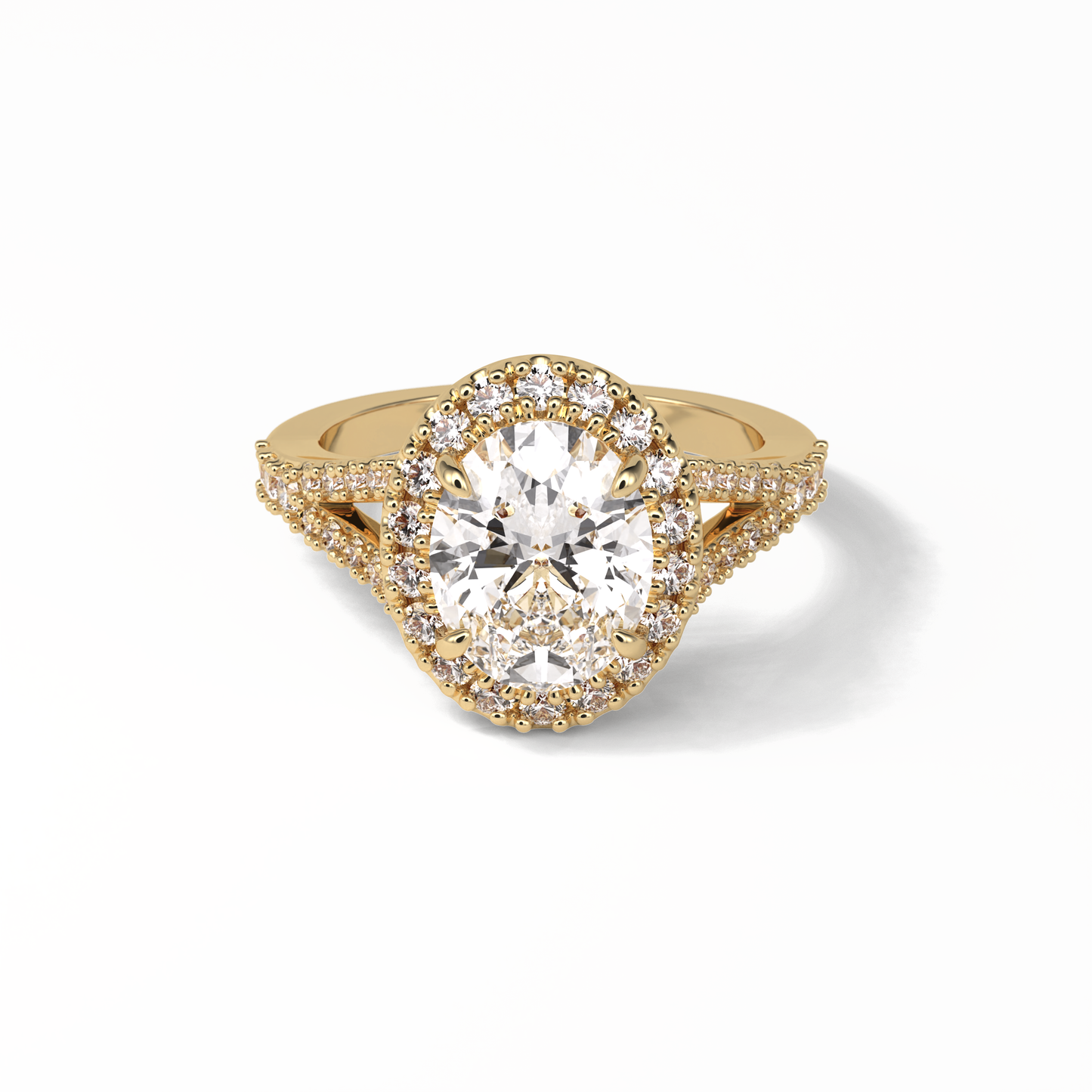 2.72 CT Oval Cut Halo & Pave Style Moissanite Engagement Ring