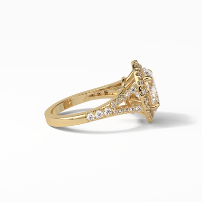 2.72 CT Oval Cut Halo & Pave Style Moissanite Engagement Ring
