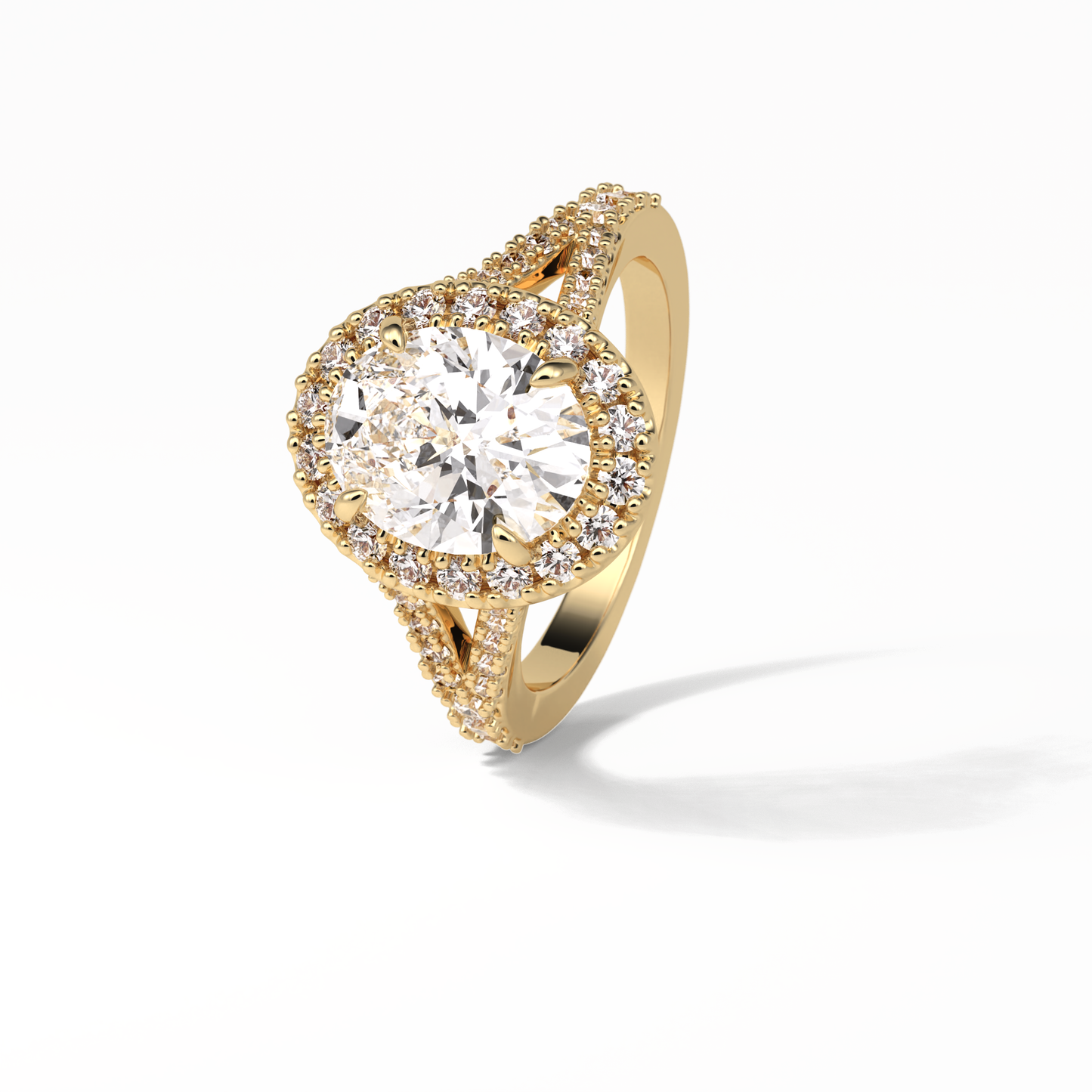 2.72 CT Oval Cut Halo & Pave Style Moissanite Engagement Ring