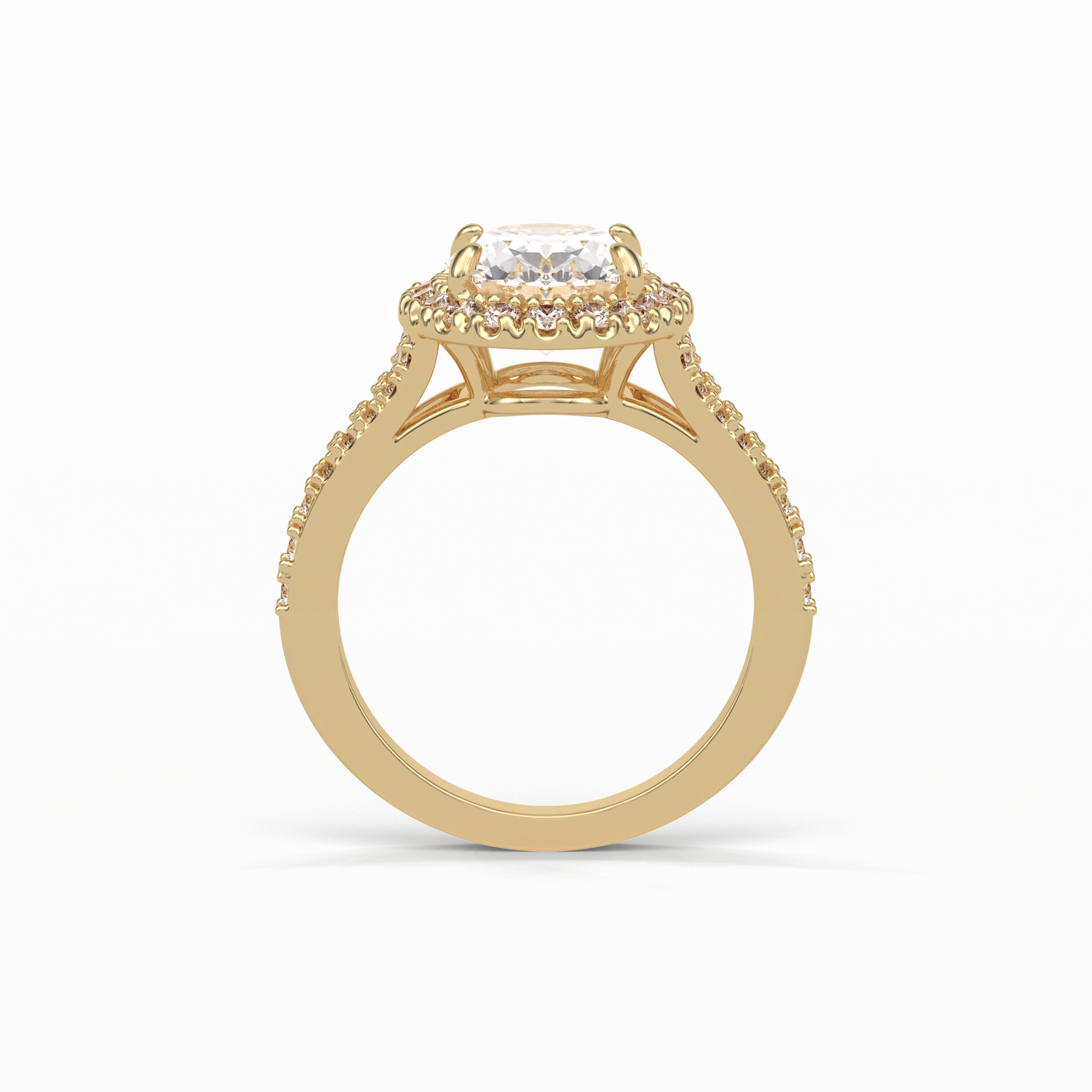 2.72 CT Oval Cut Halo & Pave Style Moissanite Engagement Ring 14