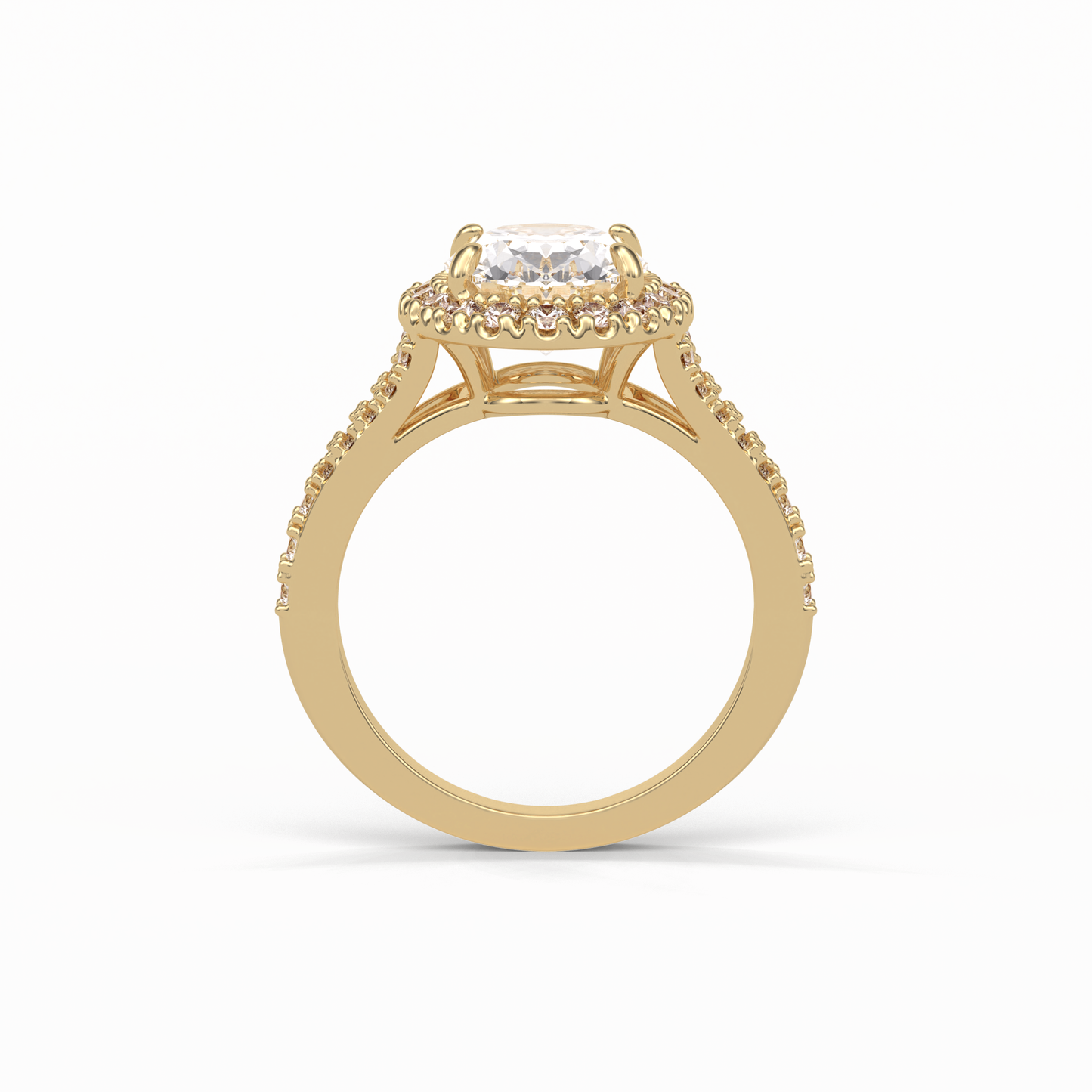 2.72 CT Oval Cut Halo & Pave Style Moissanite Engagement Ring