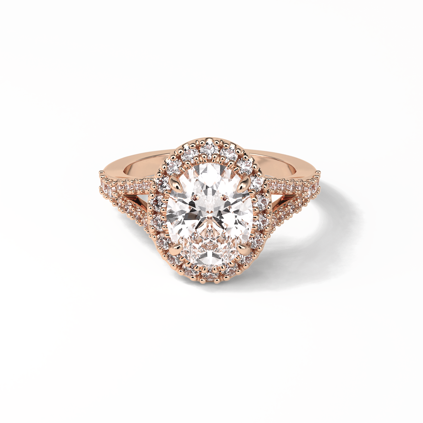 2.72 CT Oval Cut Halo & Pave Style Moissanite Engagement Ring