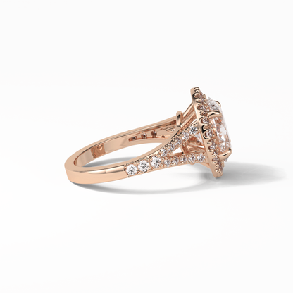 2.72 CT Oval Cut Halo & Pave Style Moissanite Engagement Ring
