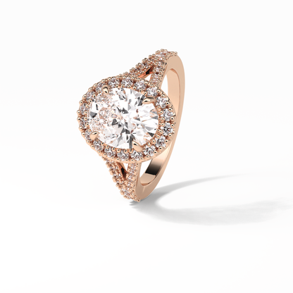 2.72 CT Oval Cut Halo & Pave Style Moissanite Engagement Ring
