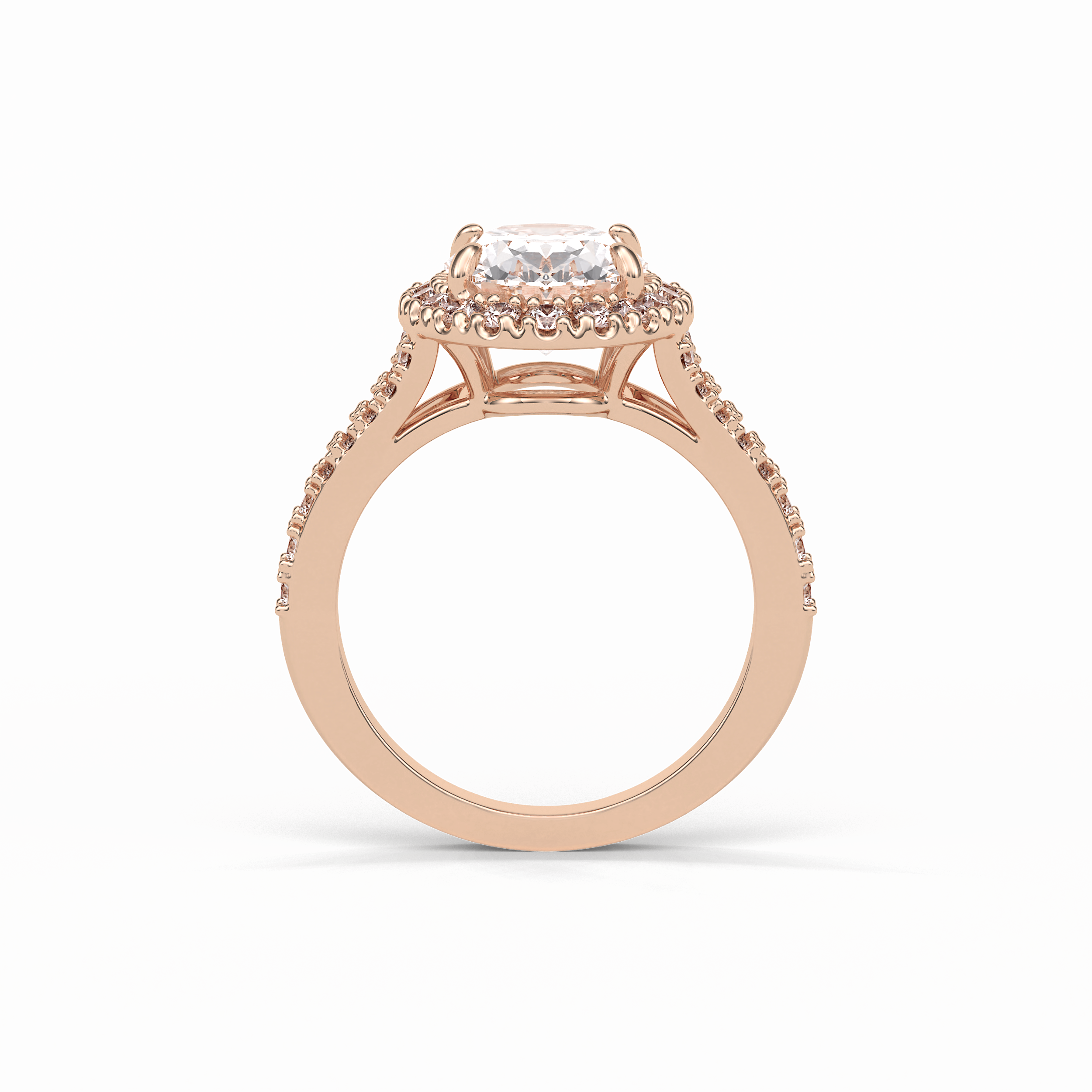 2.72 CT Oval Cut Halo & Pave Style Moissanite Engagement Ring 16