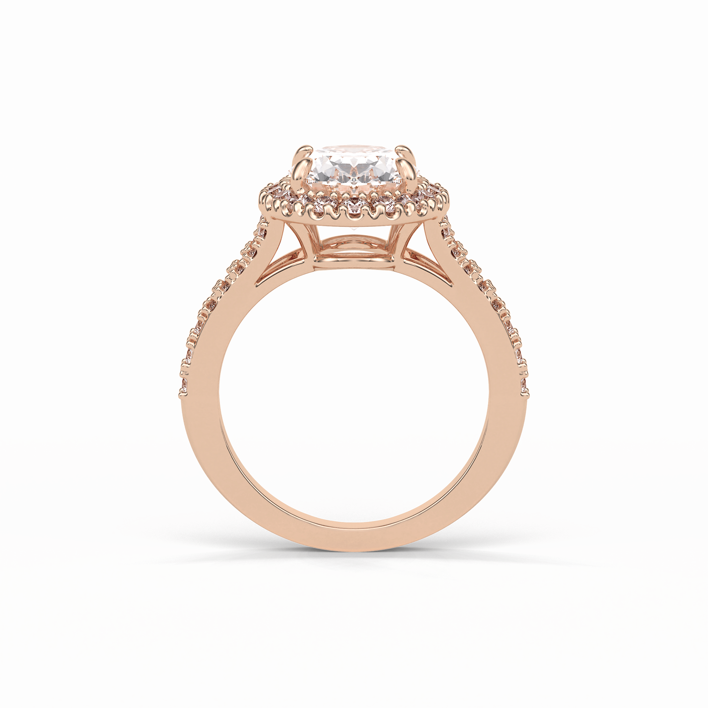 2.72 CT Oval Cut Halo & Pave Style Moissanite Engagement Ring