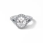 2.72 CT Oval Cut Halo & Pave Style Moissanite Engagement Ring 1