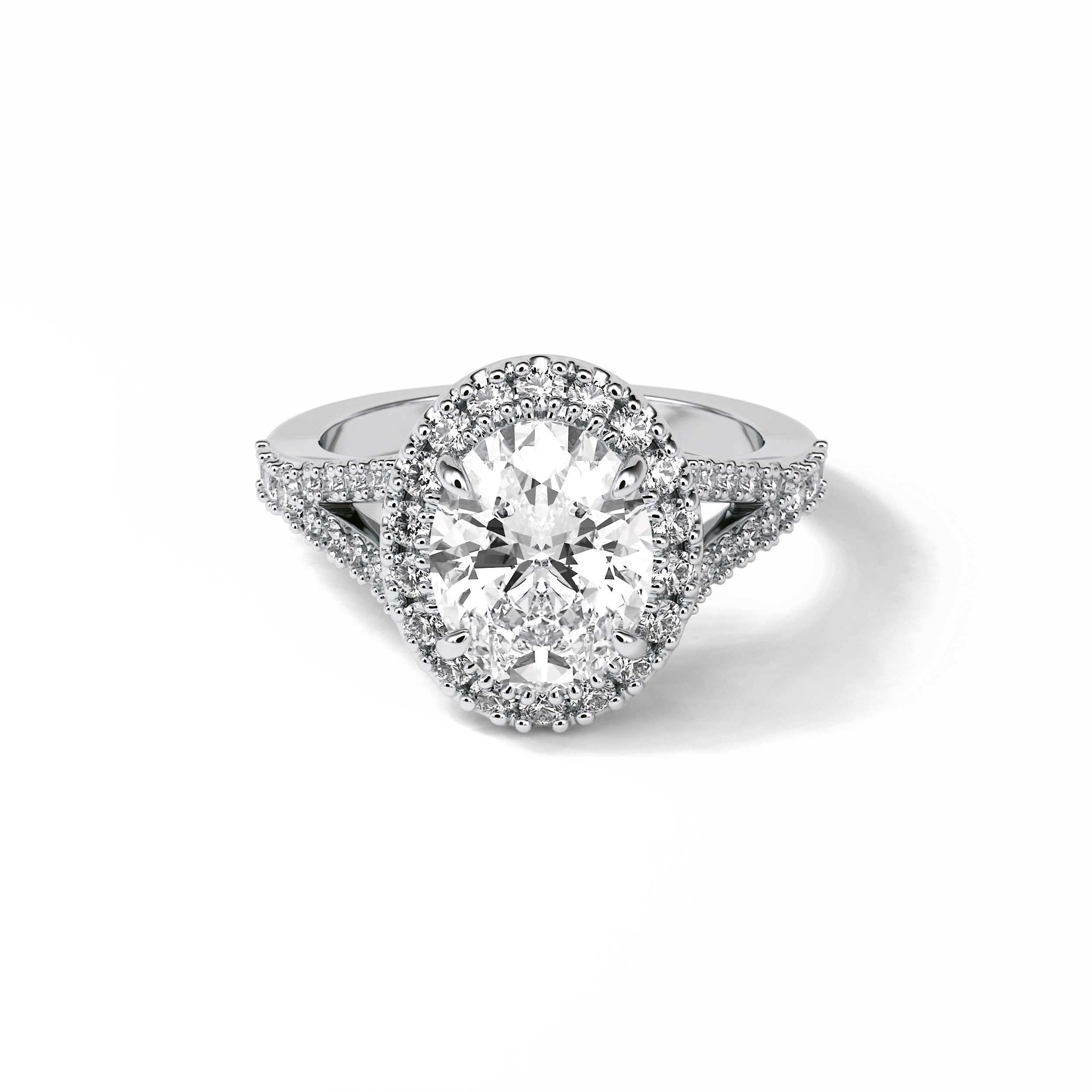 2.72 CT Oval Cut Halo & Pave Style Moissanite Engagement Ring 1
