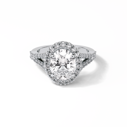 2.72 CT Oval Cut Halo & Pave Style Moissanite Engagement Ring