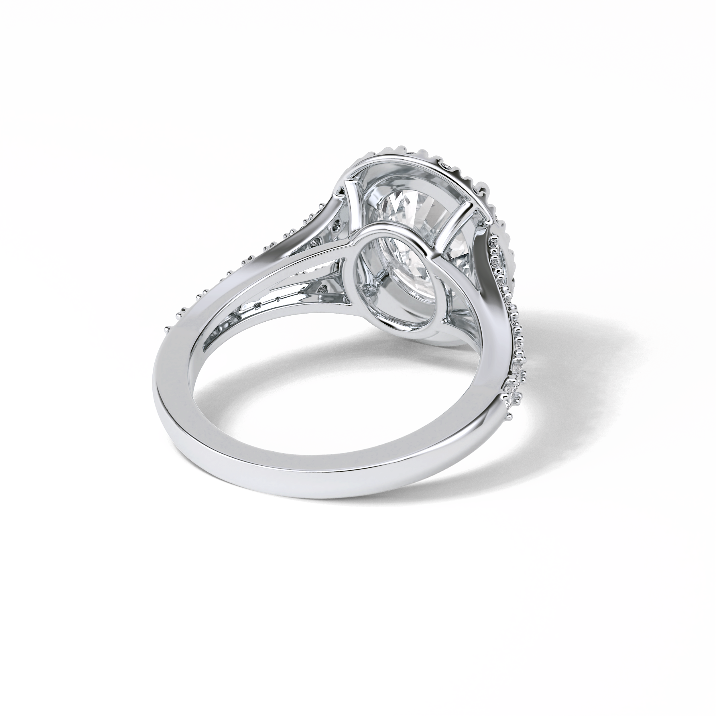 2.72 CT Oval Cut Halo & Pave Style Moissanite Engagement Ring 7