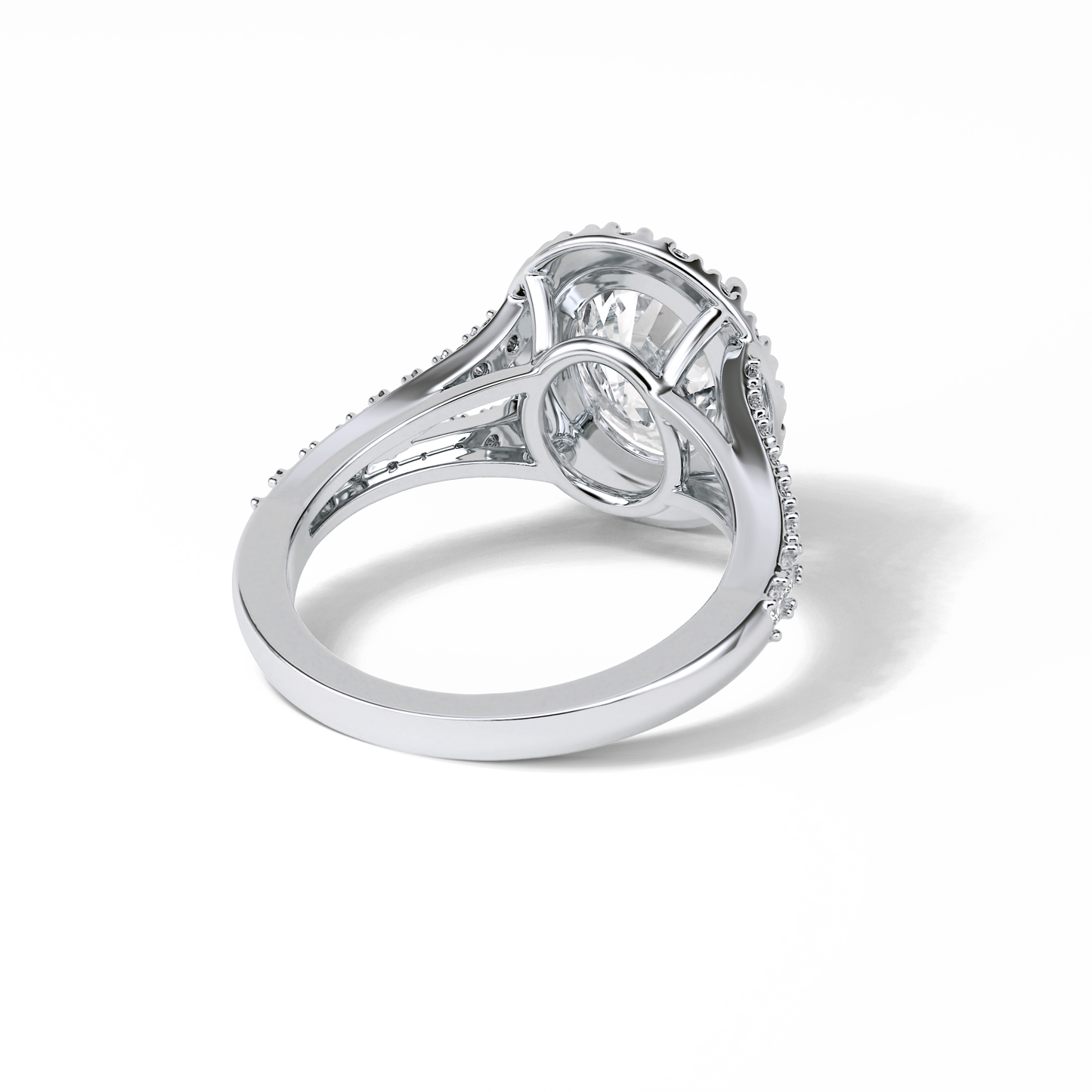 2.72 CT Oval Cut Halo & Pave Style Moissanite Engagement Ring