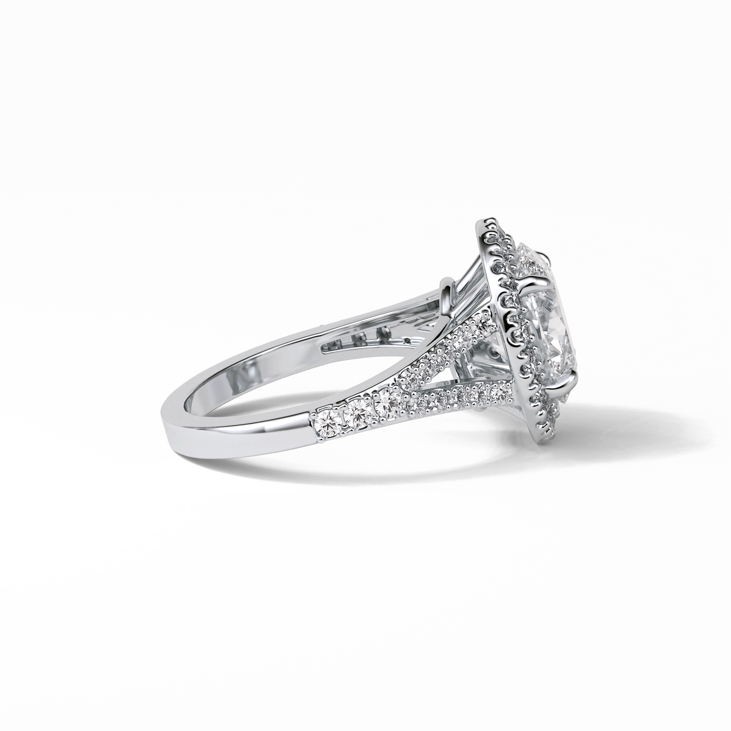 2.72 CT Oval Cut Halo & Pave Style Moissanite Engagement Ring 5