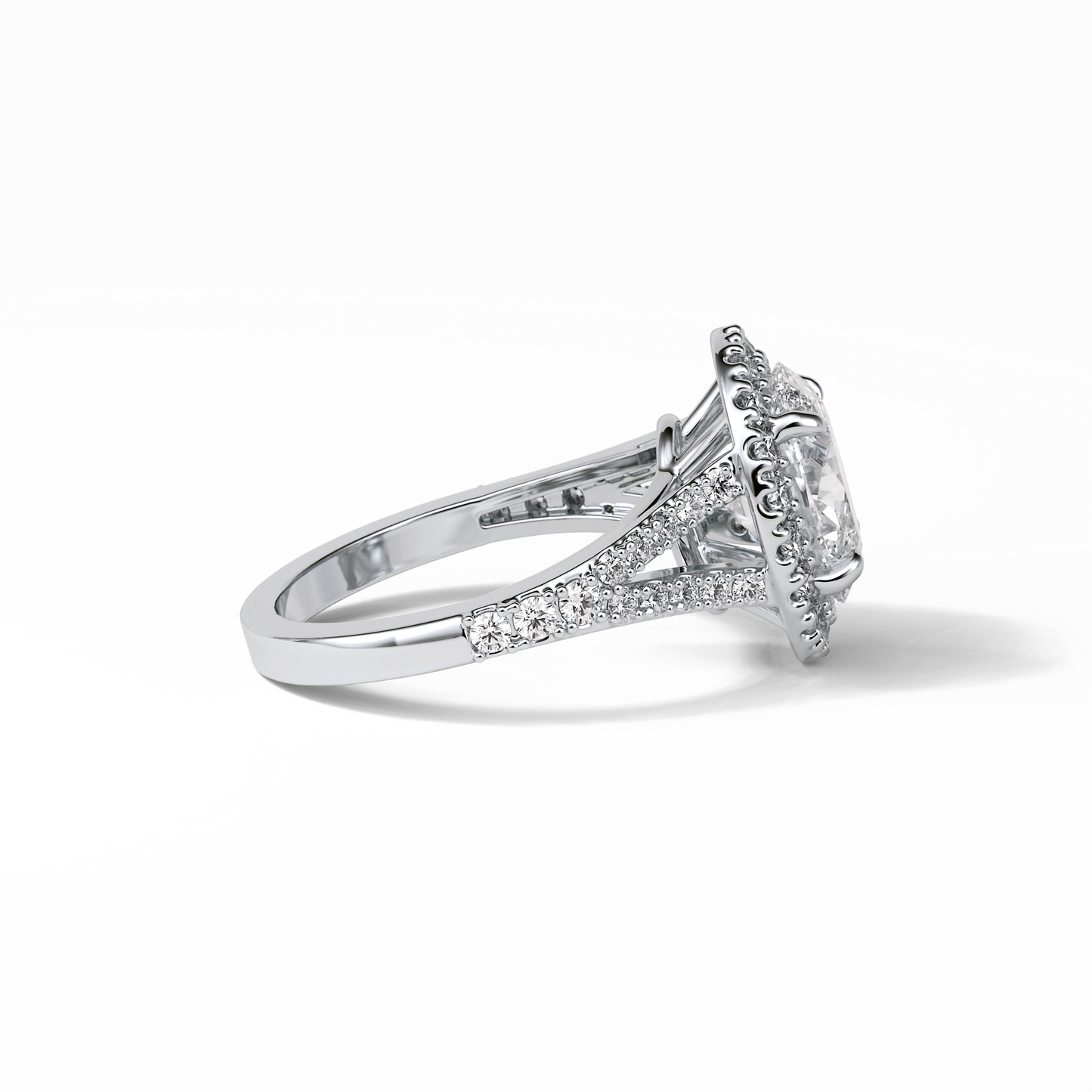 2.72 CT Oval Cut Halo & Pave Style Moissanite Engagement Ring