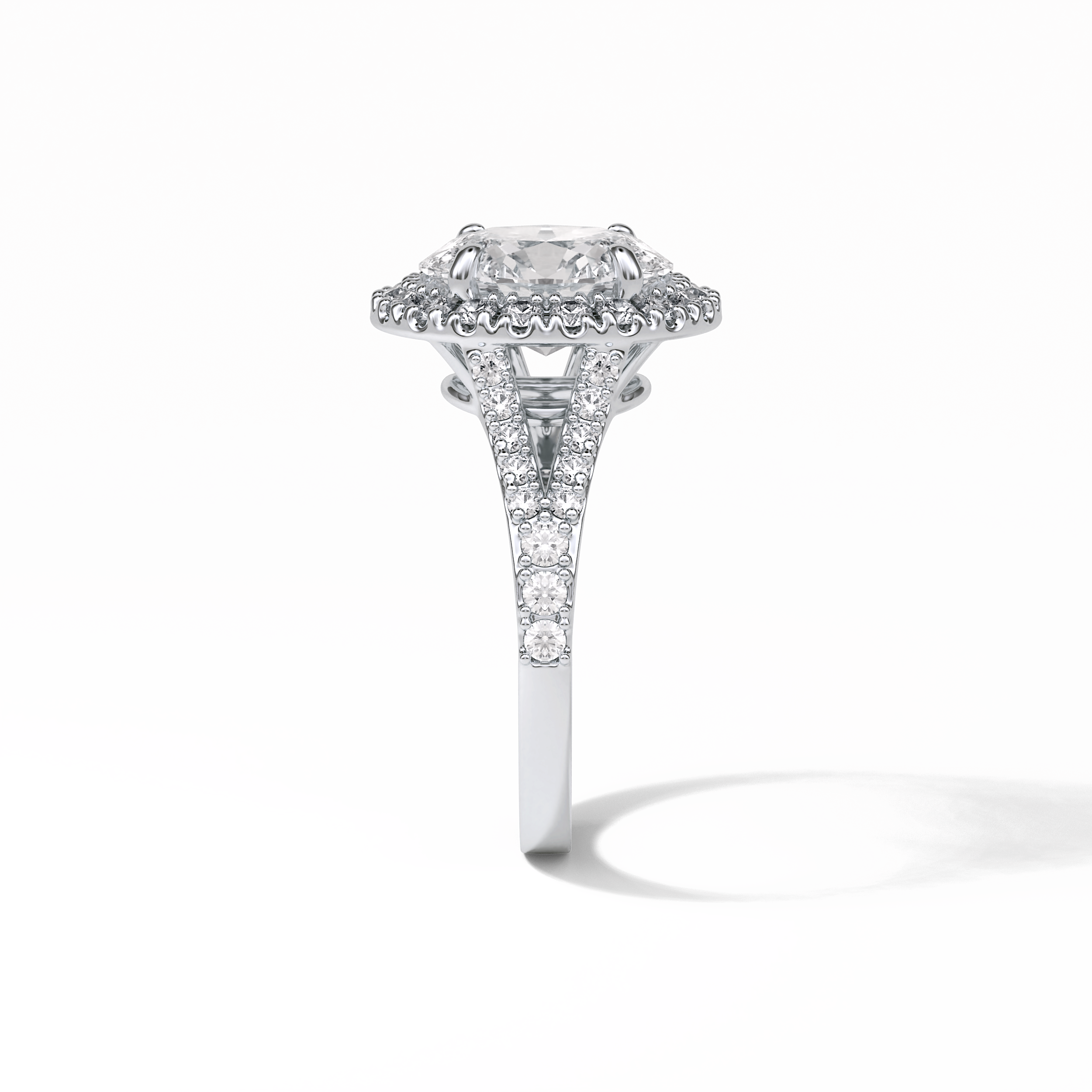 2.72 CT Oval Cut Halo & Pave Style Moissanite Engagement Ring 6