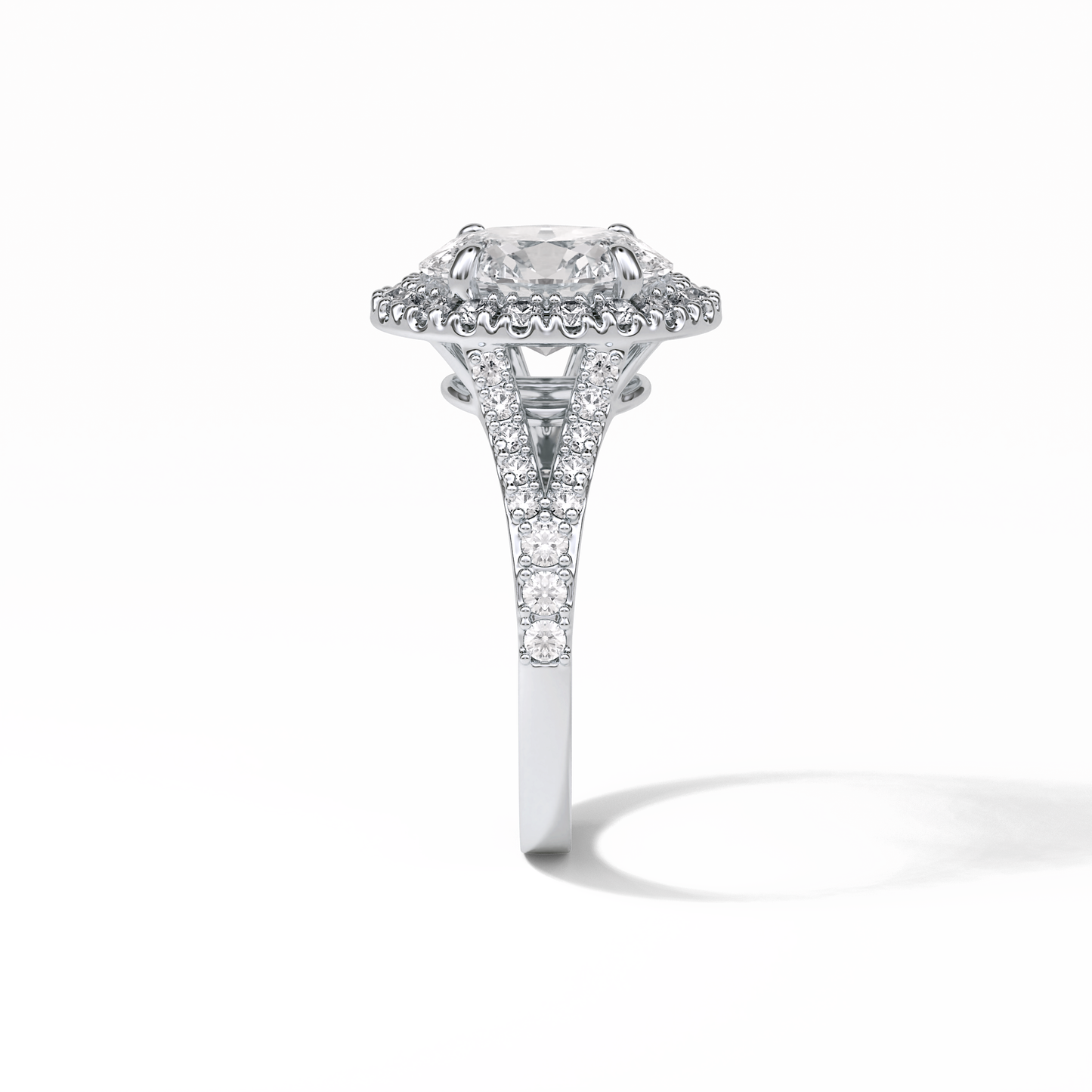 2.72 CT Oval Cut Halo & Pave Style Moissanite Engagement Ring