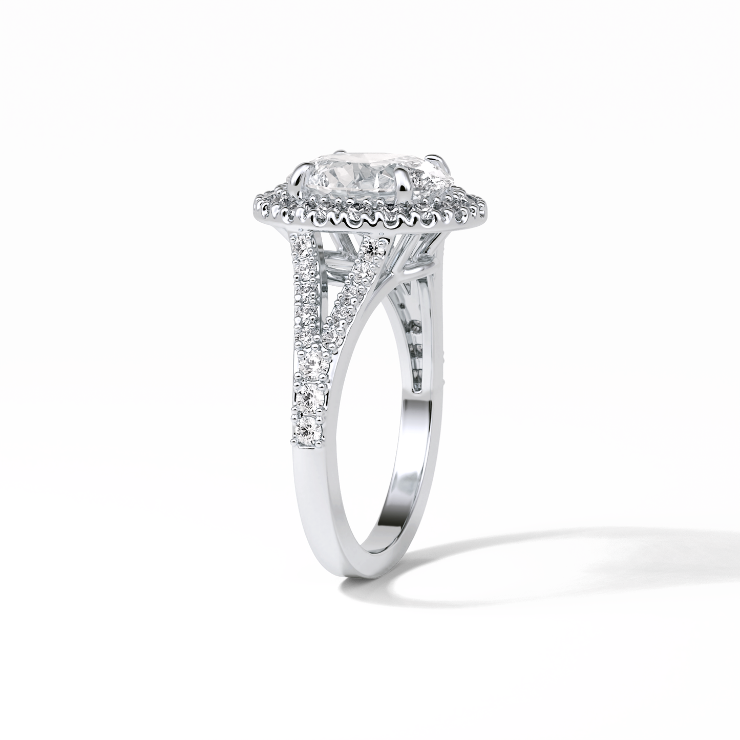 2.72 CT Oval Cut Halo & Pave Style Moissanite Engagement Ring