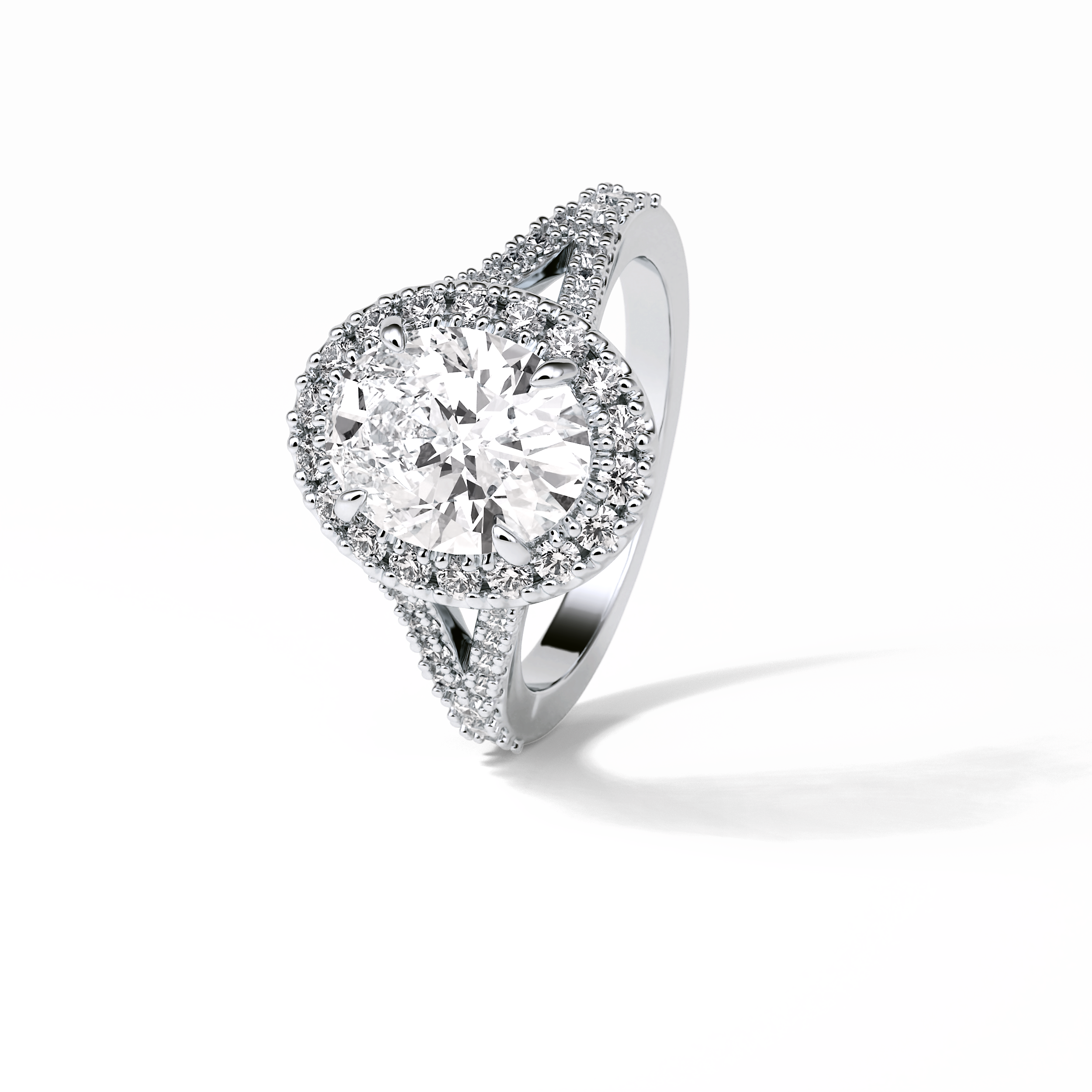 2.72 CT Oval Cut Halo & Pave Style Moissanite Engagement Ring 3