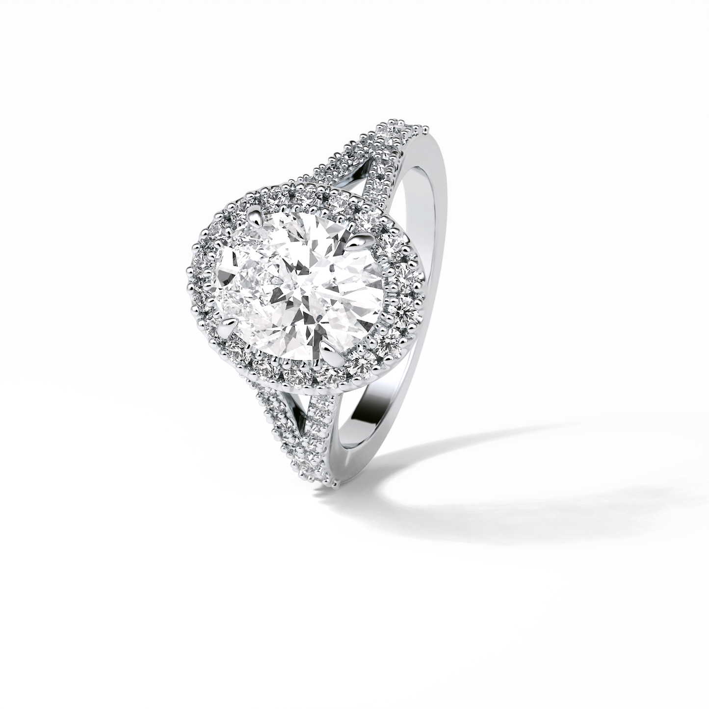 2.72 CT Oval Cut Halo & Pave Style Moissanite Engagement Ring