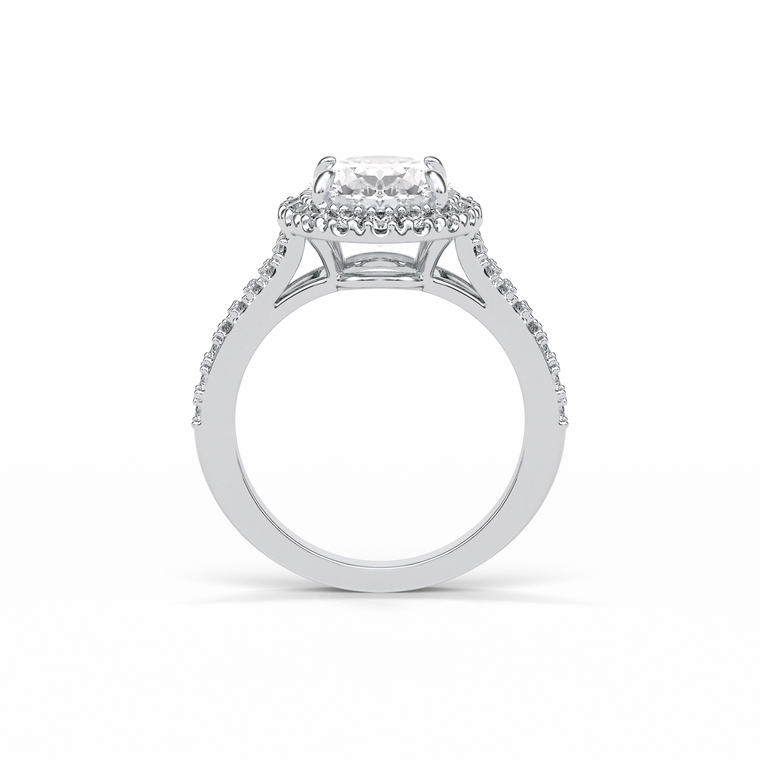2.72 CT Oval Cut Halo & Pave Style Moissanite Engagement Ring 4