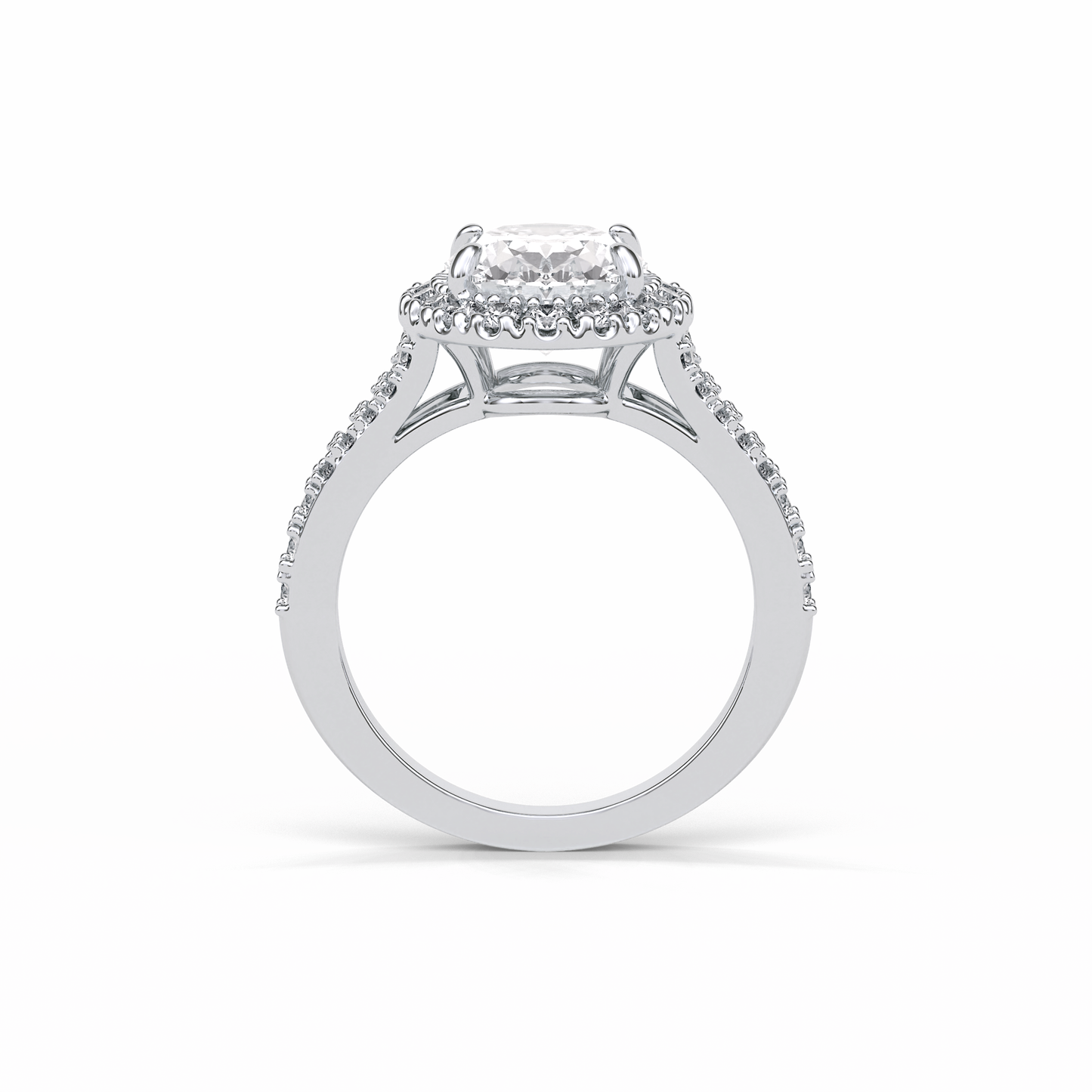 2.72 CT Oval Cut Halo & Pave Style Moissanite Engagement Ring