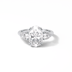 3.75 CT Oval Cut Halo & Pave Style Moissanite Engagement Ring 1