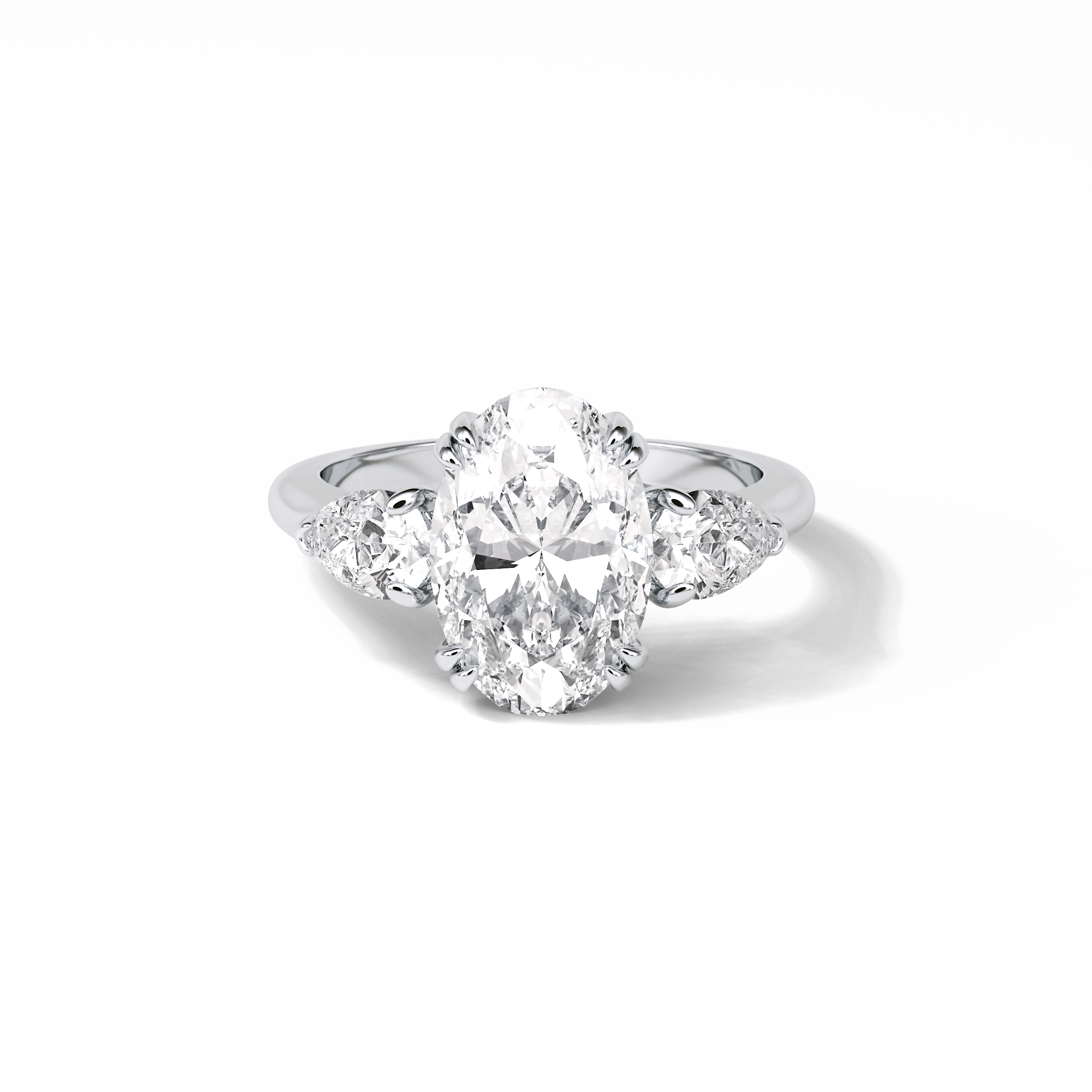 3.75 CT Oval Cut Halo & Pave Style Moissanite Engagement Ring 1