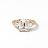 3.24 CT Emerald Cut Three Stones Style Moissanite Engagement Ring 8